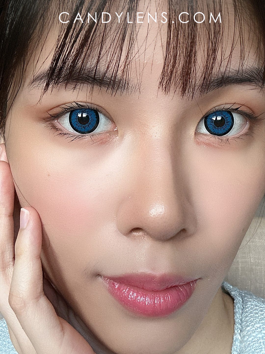 Dolly Eye Blue contacts on dark eyes